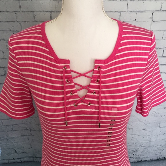 Ralph Lauren Ribbed Striped Pink Top Size P/S - Picture 2 of 8